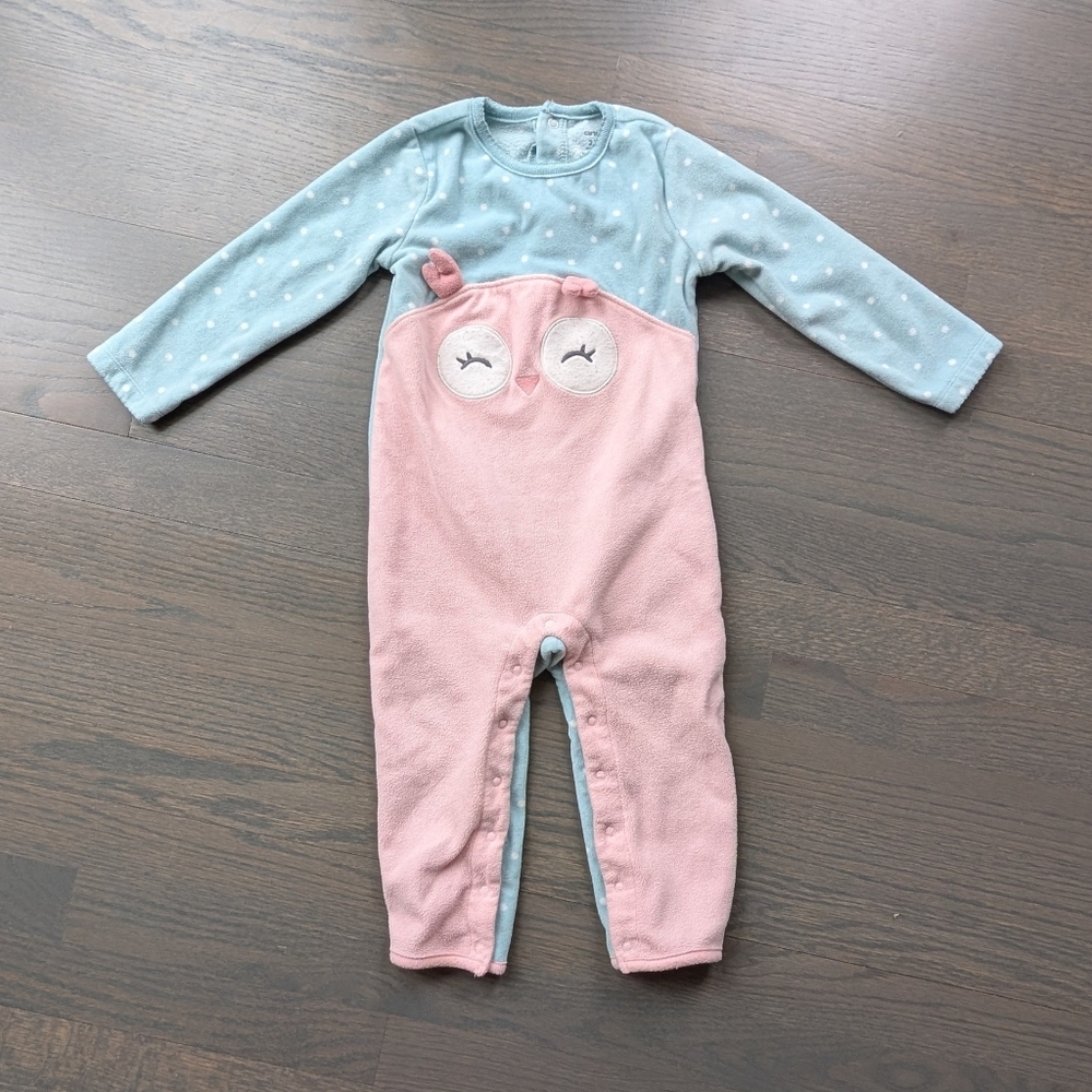 Carter's Baby Girls' Fleece Jumpsuit, Owl - 24 Months